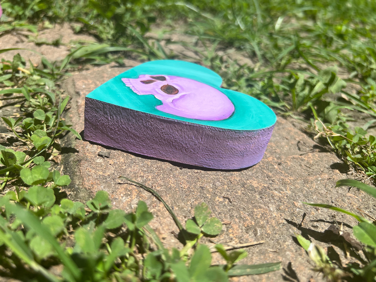 Lavender Skull on Teal Heart