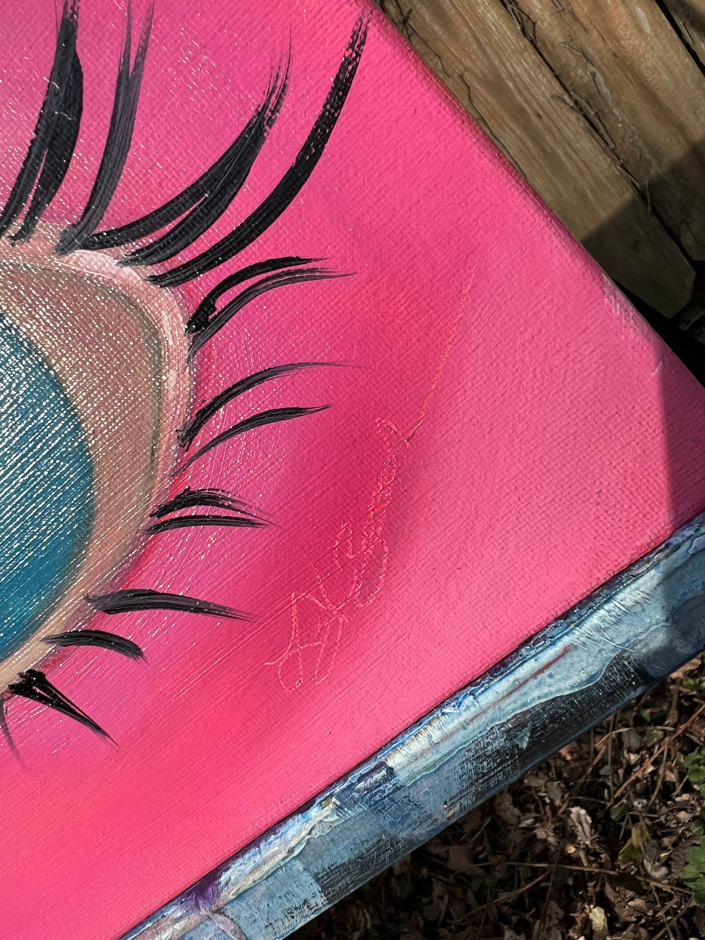Blue on Pink