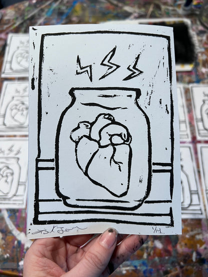 Heart In A Jar (block print)