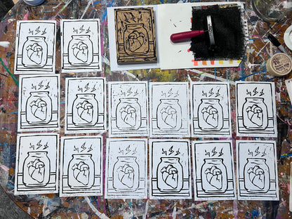 Heart In A Jar (block print)