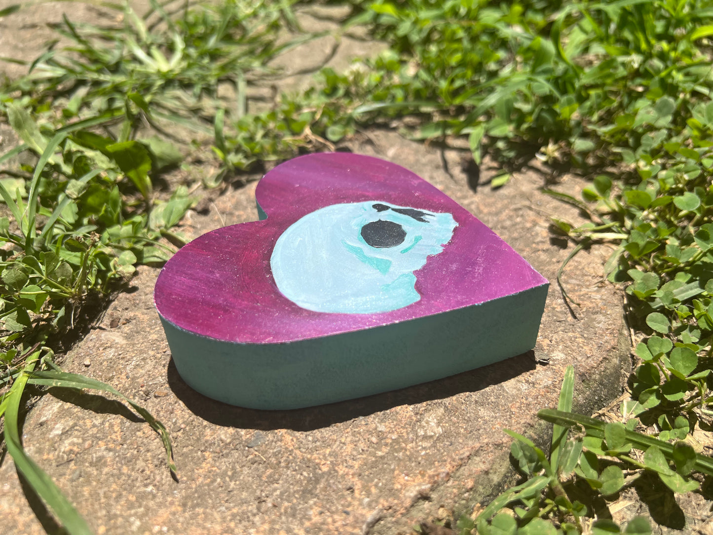 Sky Blue Skull on Purple Heart