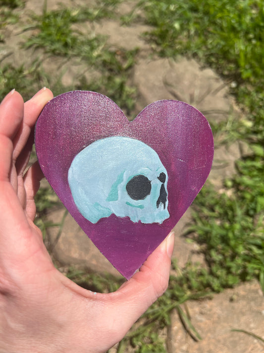 Sky Blue Skull on Purple Heart