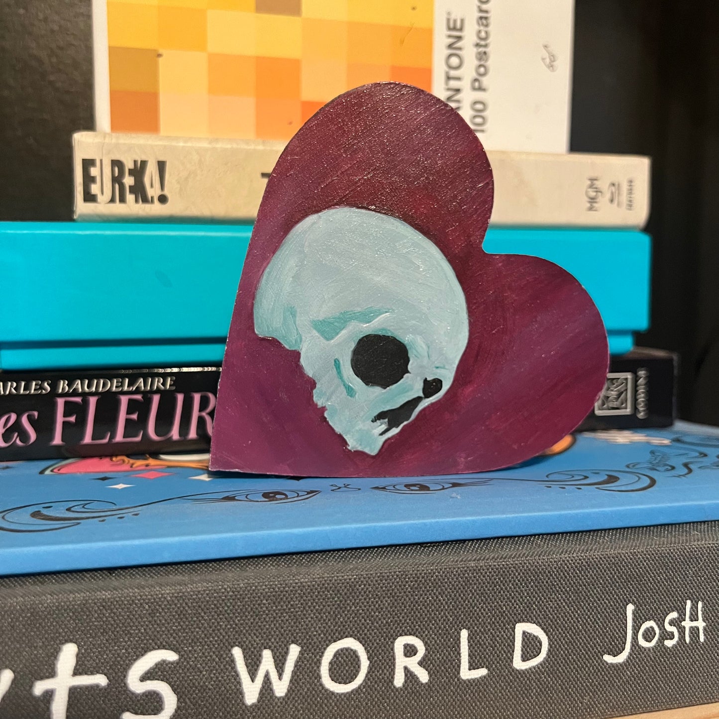 Sky Blue Skull on Purple Heart