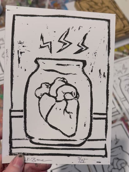 Heart In A Jar (block print)